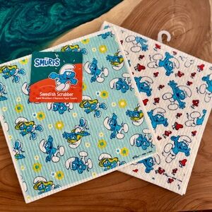 Smurfs Smurfette Swedish Sponge Scrubber Set of 4 - Blue and White